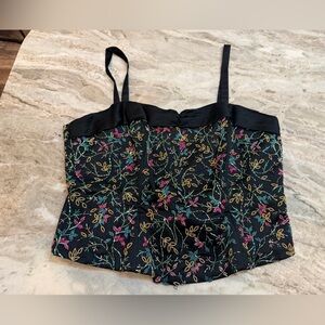 Pesavento Beaded Bustier Top Black Multicolor Cropped Medium Large